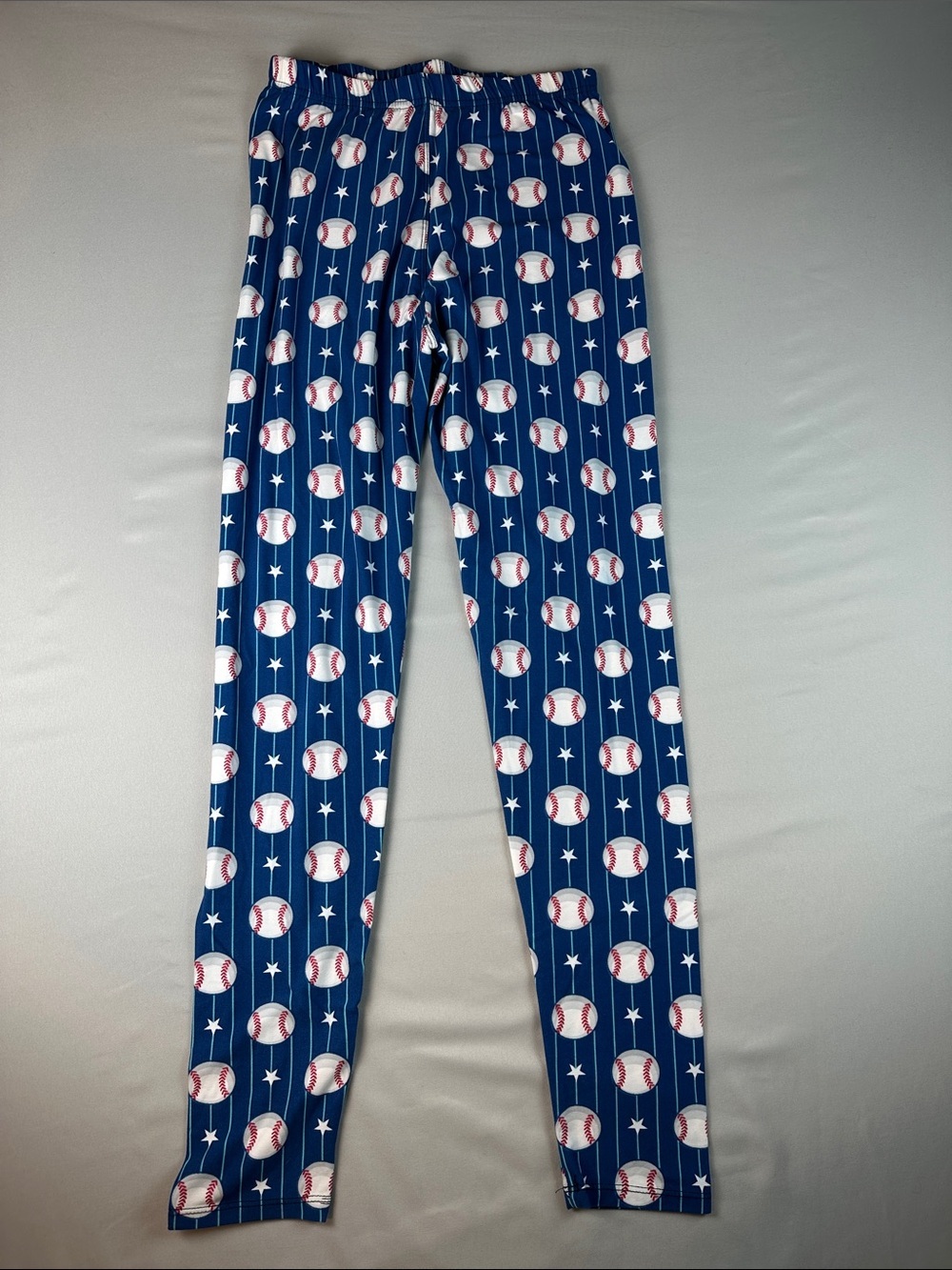 Women's Baseball Print Leggings Navy Blue High Rise Soft One Size